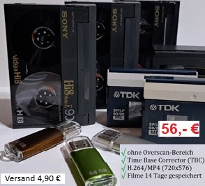 Angebot für Video 8 Kassetten digitalisieren als MP4 Datei.