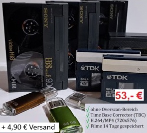 Angebot für Mini-DV Kassetten digitalisieren als MP4 Datei.