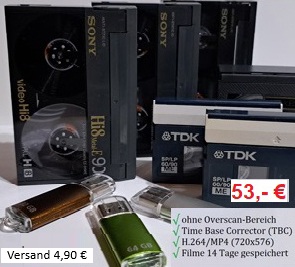 Angebot für Mini-DV Kassetten digitalisieren als MP4 Datei.