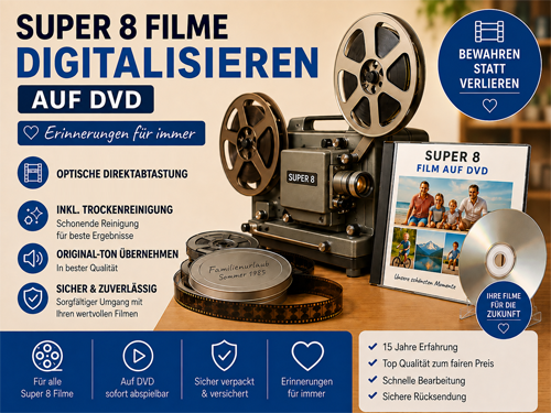 Super 8, Normal 8 und 16mm Filme digitalisieren.